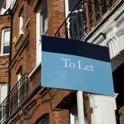 Town properties in London with "To Let" sign