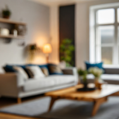 Blurred View Of Modern Living Room With Sofa