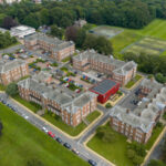 Aerial Drone View Of Student Accommodation Buildings At Leeds Beckett
